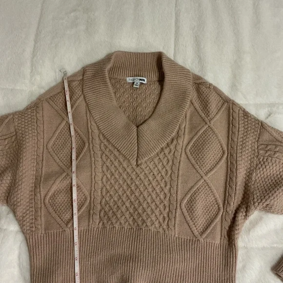 Fashion Nova Women's Pink Cable Knit Sweater - Picture 5 of 6